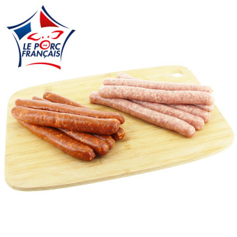 Achat Assortiment Chipolatas Merguez de Porc X12, Le Porc Français – vue de haut